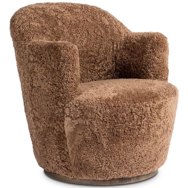 Fauteuil Pivotant Aurore, Peau Laine Ambr¨¦e