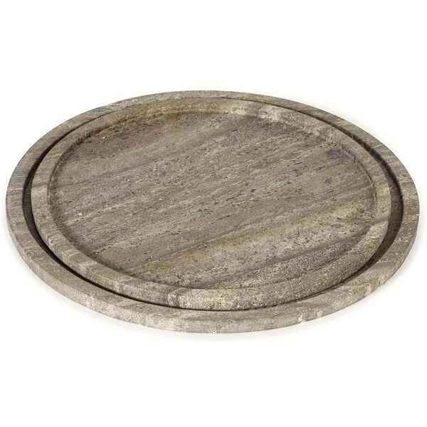 Ensemble plateaux ronds marbre Sutton, Gris